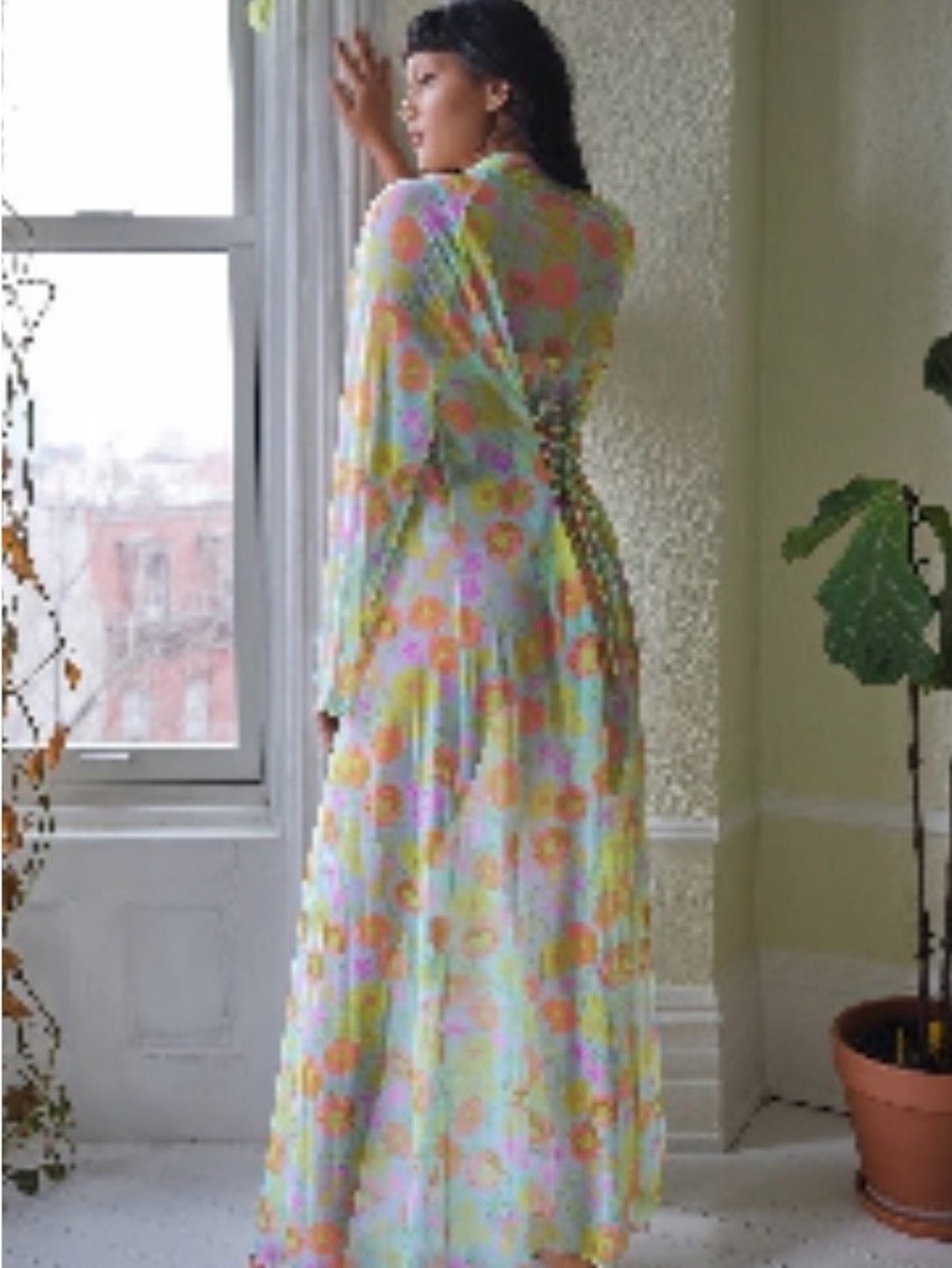 Pastel Floral Maxi Duster or Beach Cover-Up - Picture 2 of 9